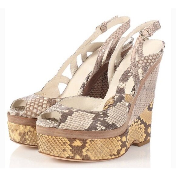 Gucci Snakeskin Wedges 38.5 EUC💛🤎 - Picture 1 of 5